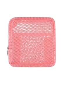 1/3 Pcs Dopamine Color Tofu Bag Large Capacity Portable Mesh Makeup Pouch Lipstick Organizer Net Cosmetic Bag Sanitary Pad Pouch