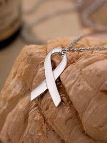 1PC Breast Cancer Ribbon Necklace In Gold, Silver And Rose Cancer Survivor Necklace Breast Cancer Awareness Jewelry - Silver - View 8