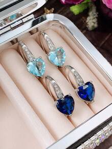 1 对漂亮方晶锆石耳坠，适合女士结婚订婚周年纪念珠宝情人节礼物 - 1# - 查看 9