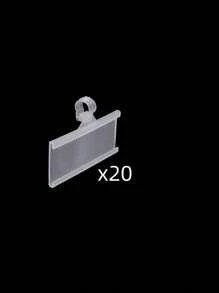20 pièces Porte-étiquettes de prix à clips de verrouillage en PVC - Pinces étiquettes de rayonnage stables pour le de détail, le supermarché, la maison, le marché et l'organisation de bureau, stabilité des rayonnages | Design blanc élégant | Plastique robuste