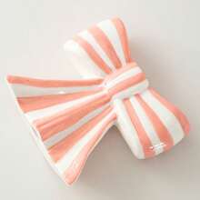 1 pieza El nuevo candelabro con lazo es de un clásico a rayas blancas y negras, un soporte para vela aromática de cerámica con lazo femenino. Es un artículo decorativo para la sala de estar y el comedor