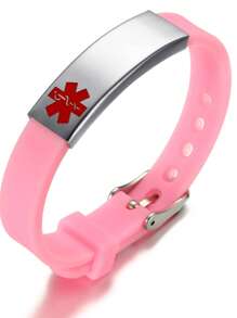 1pc Personalized Laser Engraved Pink & Blue Autism Awareness Medical Symbol Stainless Steel & Silicone Adjustable Bangle Bracelet For Men, Women & Unisex, Arabic Bracelet, Custom Made Item