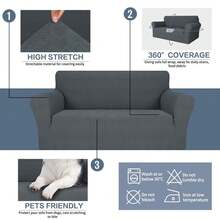 YSTYLE 1/2/3/4 Seater Sofa Cover With Armrests, Modern Jacquard Stretch Elastic, Scratch-Resistant, Non-Slip, Washable, Pet-Friendly Sofa Protector For Living Room And Balcony - Dark Grey - View 5