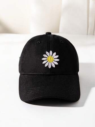 1 件 3-12 岁儿童时尚鸭舌帽，男女通用休闲防晒帽，带刺绣向日葵图案，适合室内外使用，春秋季
