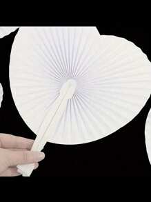 1/5/10/20/30/40/60 piezas Abanico de papel blanco con forma de corazón plegable, abanicos de papel de verano, abanicos plegables a granel de mano blanca con mango de plástico para decoración de boda, fiesta, cumpleaños, ceremonia de boda, mejor regalo