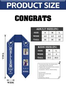 1pc Customized 2025 Graduation Shawl, Personalized Logo, Text, Photo Graduation Shawl Trim, Select Quality Graduation Shawl, 6 Colors Available, Customized According To Your Design, Graduation Gift Idea, Quality Wrinkle-Resistant Fabric, Classic Arrow-Shaped Design To Capture Memorable Graduation Moments - Multicolor - View 9