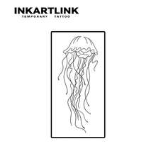 INKARTLINK 非永久纹身技术 - 水母纹身贴，逼真的临时假纹身贴，半永久纹身贴，自然哑光效果，防水防汗，持续1-2周，适用于男女身体贴纸 - 黑色 - 查看 4