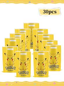 pokemon Bolsa de regalo con estilo Pikachu amarillo de 10/20/30/40 piezas de , bolsa favorita para fiesta, decoración de fiesta de cumpleaños o festival, con asa incorporada para sostener y almacenar regalos cómodamente