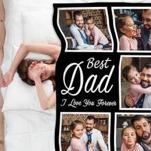 1pc Personalized Dad Gifts For Father's Day, Custom Photo Blanket For Dad, Unique Birthday Gift For Husband, Men - trắng - Xem 5