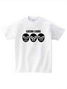 Men's Lucha Libre 3 Mask T-Shirt - 100% Cotton, Casual Crew Neck, Short Sleeve Tee With Wrestling Graphics, Machine Washable - Great For All Seasons, Wrestling Tee - 白色 - 查看 1