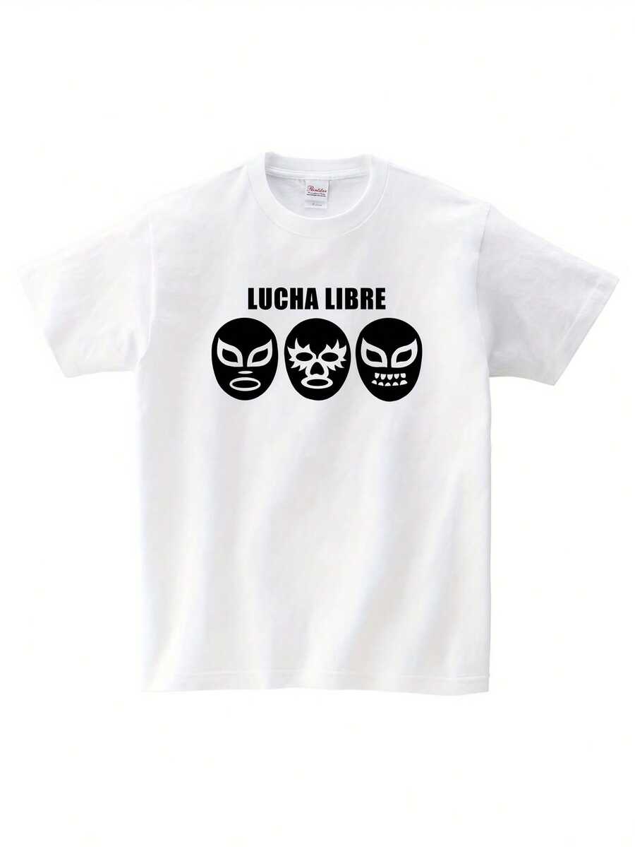 Men's Lucha Libre 3 Mask T-Shirt - 100% Cotton, Casual Crew Neck, Short Sleeve Tee With Wrestling Graphics, Machine Washable - Great For All Seasons, Wrestling Tee - 白色 - 查看 1