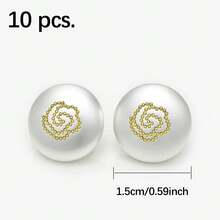 10pcs 12mm Gold Round Small Button Suitable For Shirts, Fashionable Rose Design Clothes Decoration Button, DIY Sewing Accessories Metal Button For Coat - Multicolor - View 15