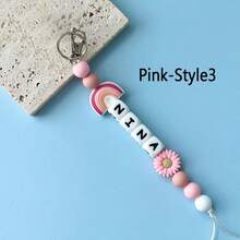 1 pieza Llavero personalizado con arcoíris, llavero con cuentas para volver a la escuela, etiqueta de llavero, etiqueta con nombre, regalo para maestros, arcoíris rosa, Dawg, grabado, lentejuelas, acero inoxidable, vintage, casual, unisex, hipster, dinero viejo, elegante, personalizado, único, personalizado, regalos ideales para él, regalos ideales para ella, novio, novia, familia, amigos, abuelos, ella, para aniversarios, para cumpleaños, para bodas, para graduación, para inauguración de la casa, regalos personalizados para mujeres/hombres, llavero personalizado/personalizado, llaveros y accesorios personalizados, estilo casual callejero - llavero con letras - Ver 57