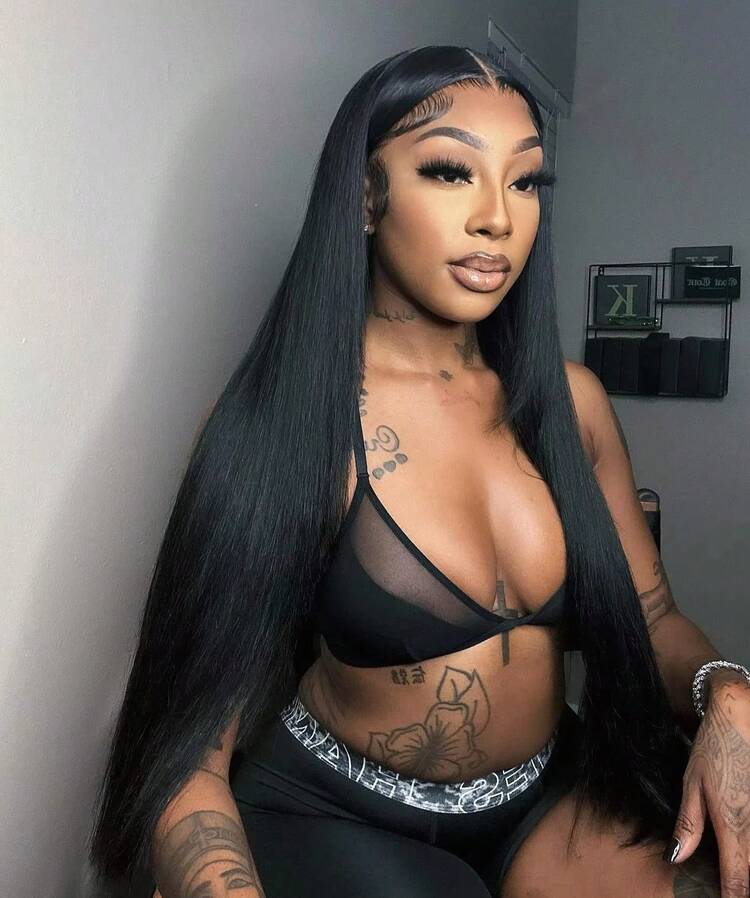 Uveous 40 50 Inch 250% Density Bone Straight Glueless Wear And Go Human Hair Wigs Pre Cut Pre Plucked With Baby Hair, Tiny Knots 5x5 Lace Closure Glueless Wig Ready To Wear Human Hair For Women Friendly For Beginners - Natural Black - 查看 5