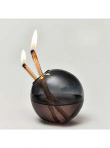 1pc Creative Grey Large Mouth Circular Glass Oil Lamp Candlestick Decoration Home Desktop Smoke Free Crispy Oil Lamp