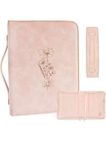 Pink Bible Cover Case For Women, Large Bible Covers For Women (≤ 9.5 X 7 X 2.1) Durable PU Leather Bible Case W/Debossed Floral Design & Giftable Box, Bible Case For Women, Bible Cases For Woman - Pink - View 1