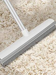 Adjustable Long Handle 2 In 1 Silicone Rubber Floor Broom Carpet Brush With Soft Push Design For Effective Pet Cat Dog Hairs Fur Removal From Fluff Carpets And Hardwood Floors No Scratch Floor Cleaning Tool Also Functions As A Carpet Rake And Squeegee For Bathroom And General Floor Cleaning Removing Stubborn Pet Hair And Dirt With Ease Providing A Thorough And Gentle Cleaning Solution For Pet Owners