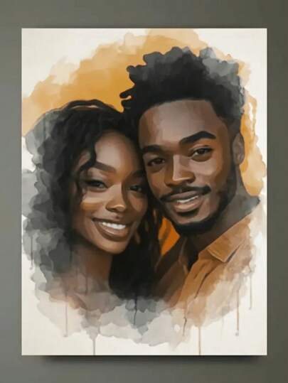 1pc Piece Of Customizable Personalized Photo Canvas Print, Watercolor Effect Modern Wall Art Poster, Fashionable Theme,Personalized Family Photo Album, Is An Ideal Gift For Friends, Family, And Couples. It Can Be Used As Home Decoration And Is Suitable For Living Rooms, Bedrooms, Kitchens, Offices, And Room Wall Decoration,Frameless,Graphic Print