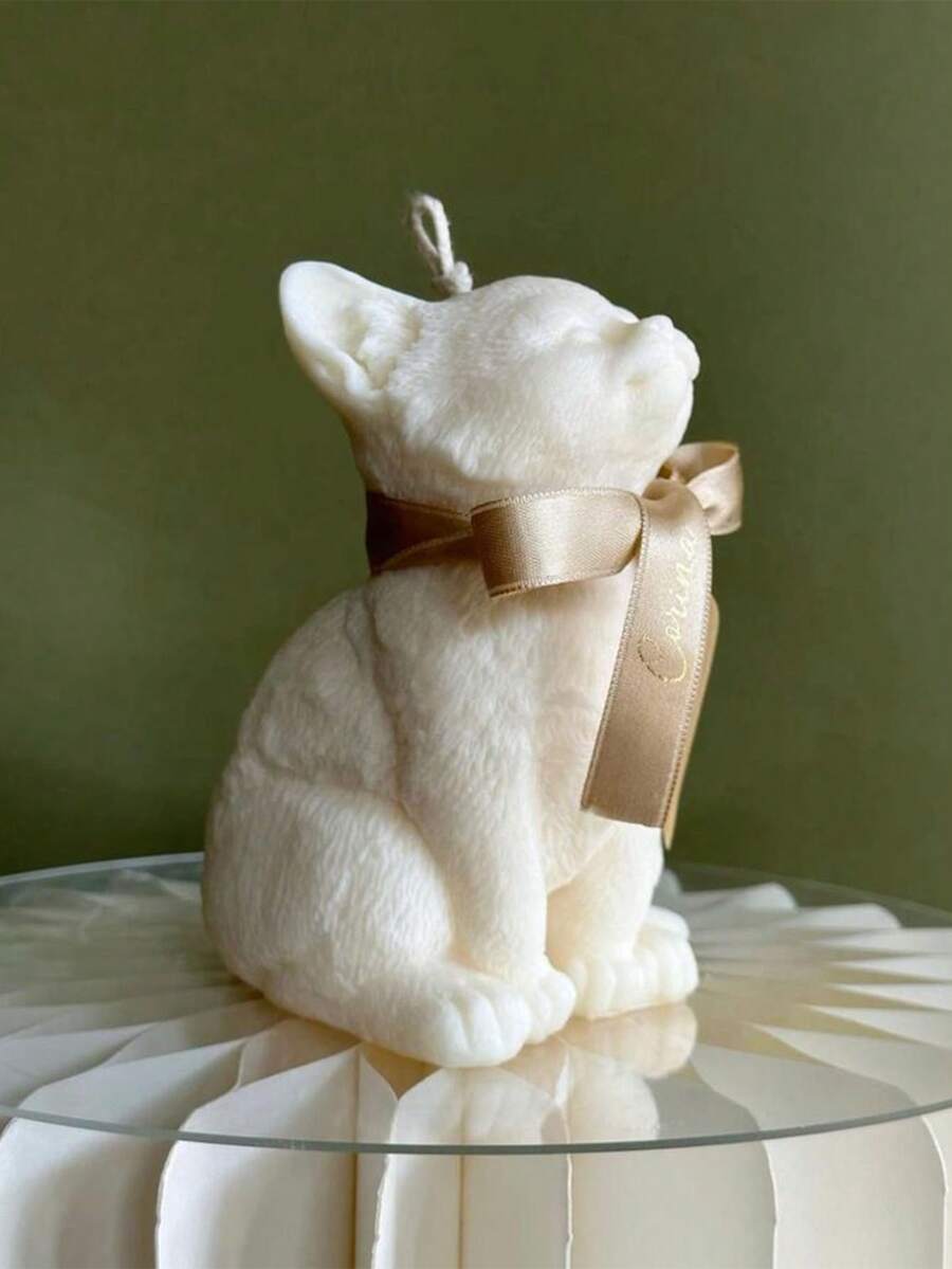 1 件逼真的 3D 坐猫硅胶模具,可用于制作蜂蜡香薰蜡烛、树脂烛台、粘土猫雕像,适用于宠物主题咖啡馆装饰、入口展示、工艺爱好,可爱的猫咪表情生动有趣 - 白色 - 查看 1