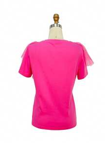Womens  Colorblock  Cut & Sew  Textured Pattern  Casual  Glass Rhinestone  Asymmetrical    Round Neckline Tees  Daily  Birthday Party  Travel - 粉色 - 查看 5