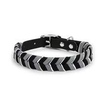 1pc Handmade Colorblock PVC Adjustable Waterproof Dirt-Resistant Pet Collar, Retro Luxury Style Dog Leash Collar - Black - View 2