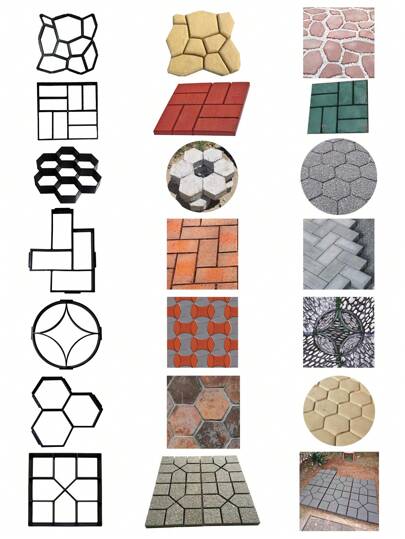 Molde de concreto de plástico de 1 peça, molde com textura de pedra para piso de jardim, molde de pavimentação DIY para jardim externo, arquitetura paisagística, pátio de casa, fazenda de lazer