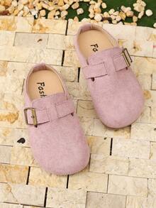 New Kids Round Toe Non-Slip Soft Sole Hook And Loop Fastening Simple Flats, Suitable For All Seasons - Pink - View 2