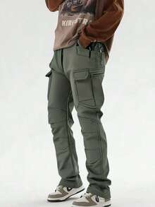 Men's Winter Soft Shell Fleece - Lined Charging Pants - Windproof, Waterproof & Thickened For Outdoor & Mountaineering - 03 - View 4