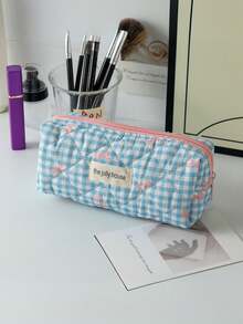 1个蝴蝶图案学生铅笔盒，多功能便携软质收纳袋 - 彩色 - 查看 6