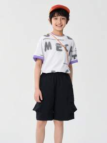 Balabala Children's Short Sleeve Set 2025 New Summer Two Pieces Set Cool Feeling - White and Black - View 3