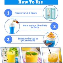 冰沙制作杯、DIY 冰雪魔法冰沙杯、双层硅胶冰沙捏冰杯、速冷杯自制奶昔冰淇淋机、冰沙制作杯、冰沙杯制作器、牛奶可乐果汁挤压杯、魔法速冻杯、冷却杯、带盖和吸管的冰沙杯，适合所有年龄段 - 彩色 - 查看 10