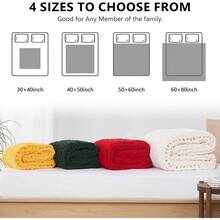 Chunky Knit Blanket - Soft Chenille Yarn Throws 40x50: Handmade Thick Cable Crochet Blanket - Large Chunky Yarn Rope Knot Throw For Couch, Sofa, Bed Home Decor - 紅色 - 查看 4