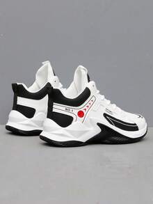 男士高帮篮球鞋，透气防滑，耐穿，白色运动鞋，2025 年夏季 - 黑與白 - 查看 6