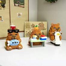 Set de blocuri de construcție Capybara drăguțe cu peste 500 de bucăți, decor de masă și ameliorarea stresului, cadou pentru casă/birou, figurină DIY, potrivit pentru ziua de naștere, Ziua Tatălui, Ziua Mamei, nuntă, absolvire