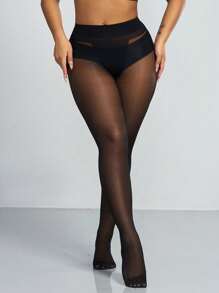 4 Pairs Women 30D Sheer Thigh High Stockings, Fashionable Simple Black Tight Pantyhose