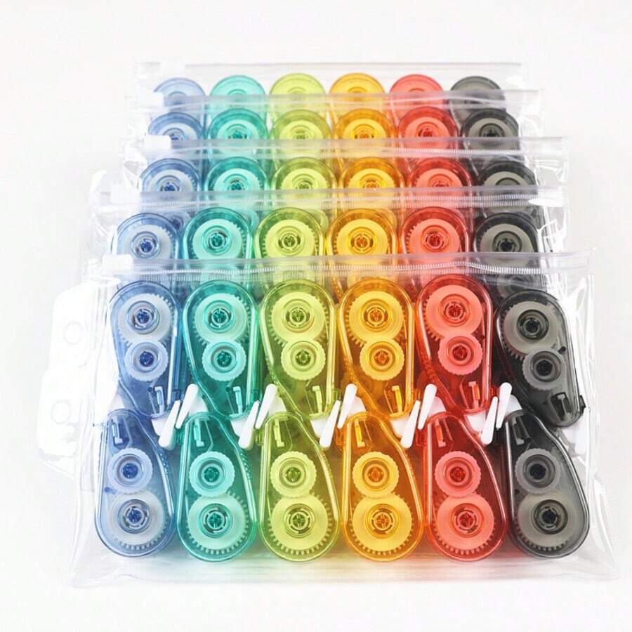 12/6PCS Correction Tape, Easy To Use, Instant Correction, Suitable For School And Office Staff, Ideal Choice For School Supplies And Office Supplies Back To School - Multicolor - View 1