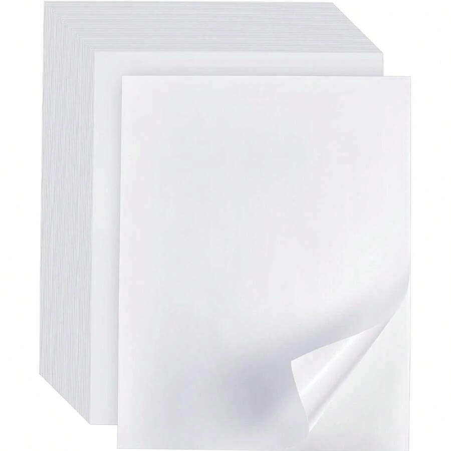 50 Stücke bedruckbare Aufkleber-Papiere, matte weiße Vollblatt-Etiketten für Laser- und Tintenstrahldrucker, A4 Größe, Schulbedarf