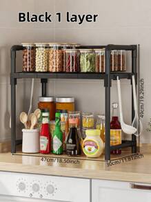 1pc No-Drill Needed Kitchen Organizer, Multi-Layer Spice Rack, Ins-Style Kitchen Storage Rack, Space Saving Storage Solution For Small Spaces