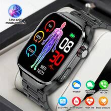 2025 新款男士健康智能手表，2.04 英寸（6.35 厘米）AMOLED 屏幕，ECG、PPG、心率、血压、尿酸监测、睡眠监测智能手表，具有无线通话、语音助手、信息提醒功能，配备 530mAh 超大容量电池，适用于 Android/iOS 女士健身追踪器智能手表，不错的礼物 - 彩色 - 查看 2