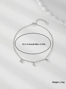 1 Stück 925 Sterling Silber süßer Stern Herz Dekor Fußkette, modisches Geburtstagsgeschenk & Alltagsträgerei