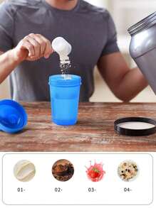 1 pièce Bouteille shaker 400 ml 14 oz pour shakes protéinés, bouteille shaker, tasse à shake fitness, gourde de sport, bouteille shaker avec fouet à billes, facilite l'ajout de doses et de liquides, avec marquages en relief mesurant les onces et les millilitres, parfait pour les shakes protéinés et les smoothies