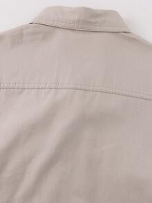 LEDUNTINO [Primavera/Verano] Camisa de hombre de moda de botones para exteriores, deportes, cargo, verde sólido, gris, regalo para novio, camisa cargo de hombre para primavera y otoño, cuello, manga larga, doble bolsillo, múltiples colores, camisas de hombre para primavera y otoño - Beis - Ver 4