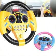 1pc Kids Simulated Driving Controller Spin Tune Interactive Music Steering Wheel Interactive Car Steering Wheel Toy Educational Activity Gift ABS Resin Assorted Colors No Batteries Included Type Rand