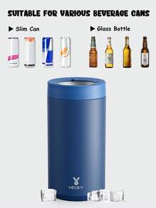Universal Can Cooler For Women: One Size Fits All - For Slim Cans, Regular 12 & 16 Oz Cans And Bottles - Insulated Double-Walled Stainless Steel - For Soda Lovers - Dark Blue - View 7