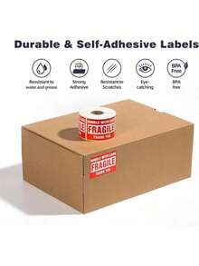 10 Rolls Fragile Stickers For Shipping 3 X 2 Inch 5000 Labels For Moving Boxes Handle With Care Sticker For Packing Small Business, Permanent Adhesive Fragile Labels (10 Roll, 500 Labels/Roll) - 10 Rolls - 5000 PCS - View 4