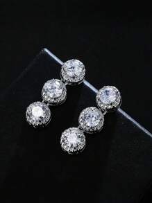 1 Set Luxury Crystal Wedding Bridal Jewelry Set, Including Necklace And Earrings, CZ Zirconia