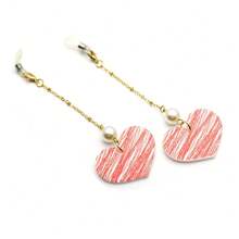 2pcs Heart Shaped Acrylic & Metal Glasses Chain, Vintage Style Eyeglasses Chain Holder Accessory - Red and White - View 2