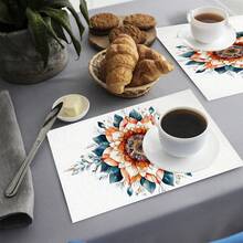 1/4/6/8/12 piezas, manteles de lino impresos lavables, almohadillas protectoras para mesa para interiores y exteriores, adecuadas para fiestas, fiestas y mesas de cocina