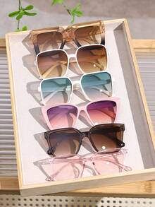 6 件女士塑料彩色组合镜框流行设计个性化多色活泼甜美辣妹风格可爱眼镜组合适合度假装派对音乐节装饰 - 彩色 - 查看 11