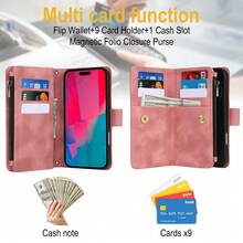 皮革钱包手机壳带卡槽带挂绳防摔保护套适用于 和三星 Galaxy Pixel 防水防震防摔防刮全覆盖 - 玫瑰金 - 查看 5